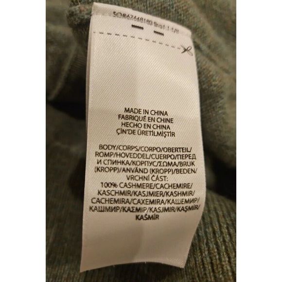 Polo Ralph Lauren Sz M Green/Gray Cropped Crewneck Cardigan Cashmere Sweater - Picture 13 of 13